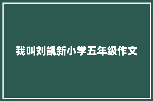 我叫刘凯新小学五年级作文