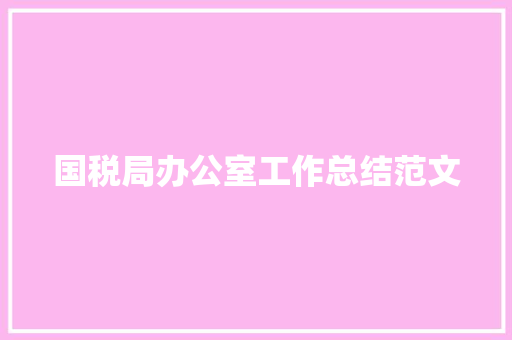 国税局办公室工作总结范文