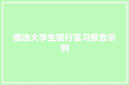 摘选大学生银行实习报告示例