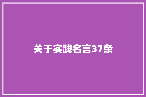 关于实践名言37条