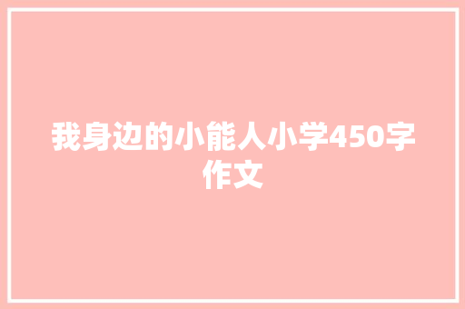 我身边的小能人小学450字作文