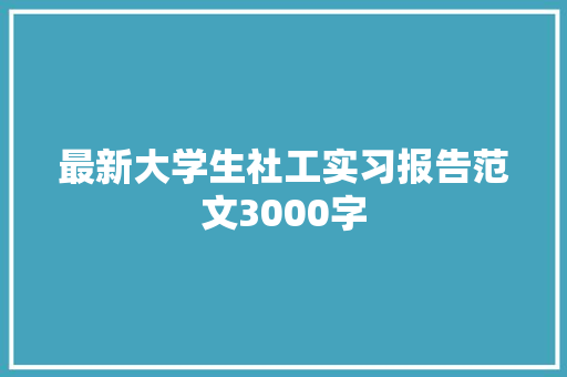 最新大学生社工实习报告范文3000字