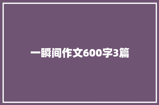 一瞬间作文600字3篇