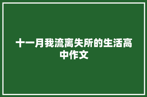 十一月我流离失所的生活高中作文