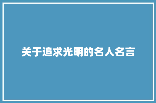 关于追求光明的名人名言