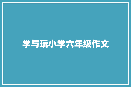 学与玩小学六年级作文