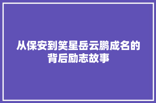 从保安到笑星岳云鹏成名的背后励志故事