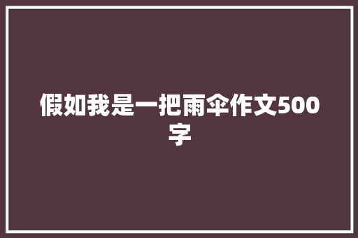 假如我是一把雨伞作文500字