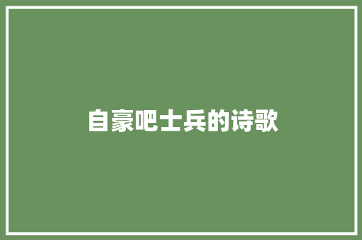 自豪吧士兵的诗歌