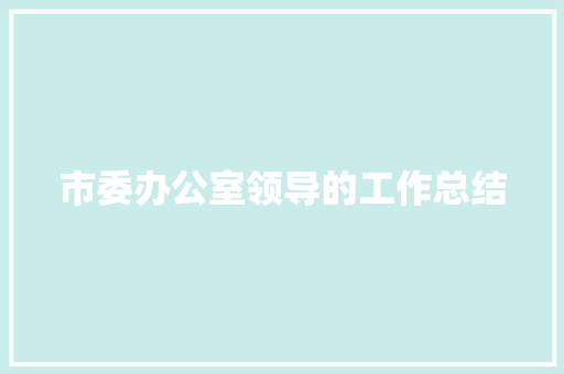 市委办公室领导的工作总结