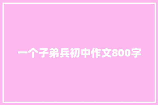 一个子弟兵初中作文800字