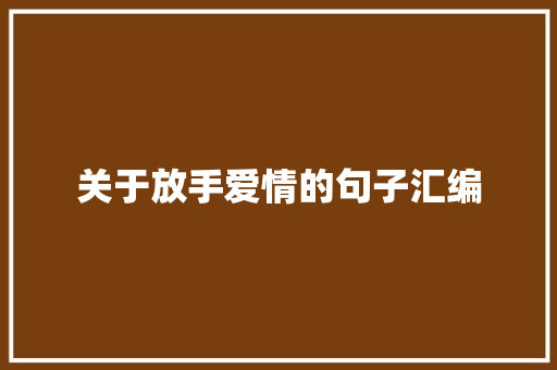 关于放手爱情的句子汇编 论文范文