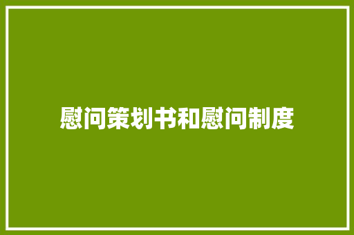 慰问策划书和慰问制度