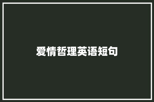 爱情哲理英语短句 报告范文