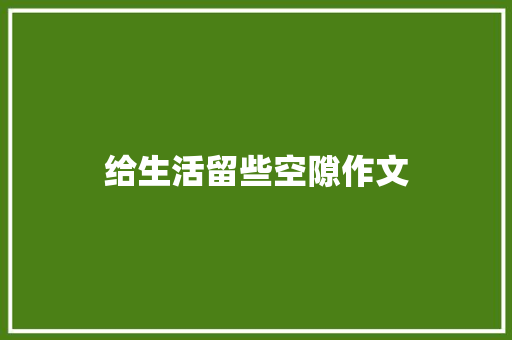 给生活留些空隙作文