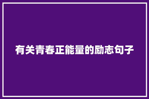 有关青春正能量的励志句子