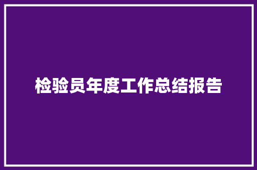 检验员年度工作总结报告