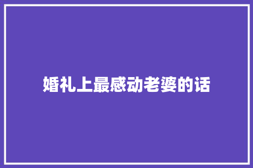 婚礼上最感动老婆的话