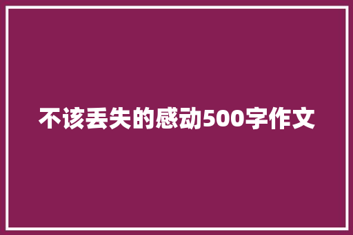 不该丢失的感动500字作文