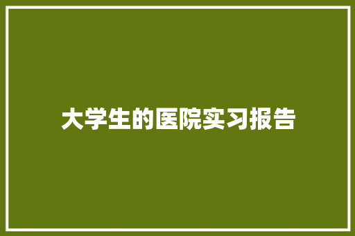 大学生的医院实习报告