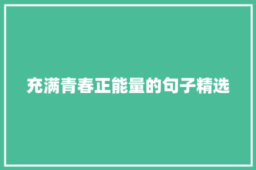 充满青春正能量的句子精选