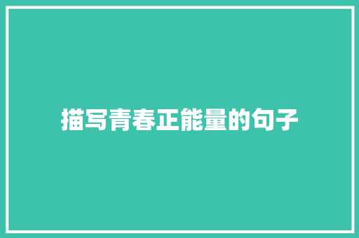 描写青春正能量的句子