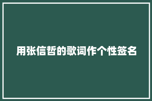 用张信哲的歌词作个性签名