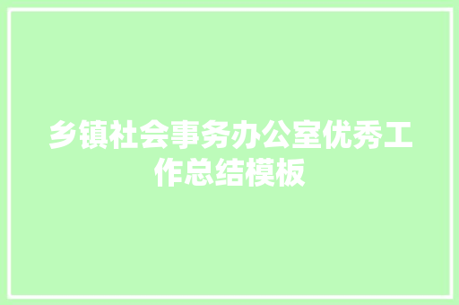 乡镇社会事务办公室优秀工作总结模板