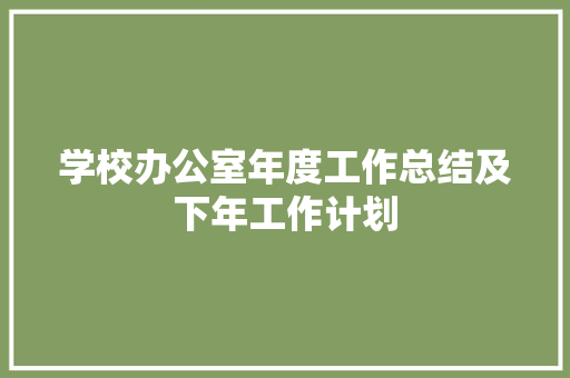 学校办公室年度工作总结及下年工作计划