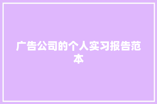 广告公司的个人实习报告范本