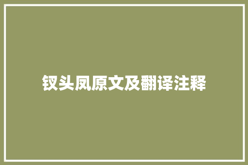 钗头凤原文及翻译注释 工作总结范文