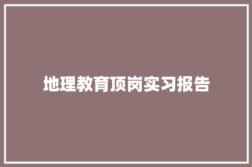 地理教育顶岗实习报告