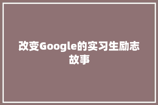 改变Google的实习生励志故事