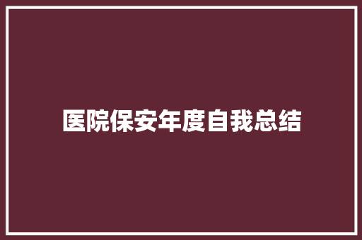 医院保安年度自我总结