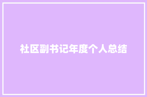 社区副书记年度个人总结