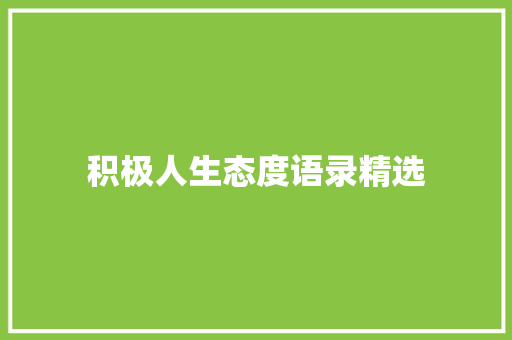 积极人生态度语录精选