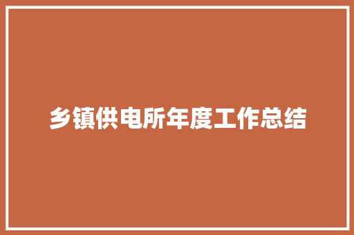 乡镇供电所年度工作总结