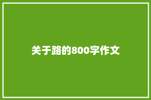 关于路的800字作文