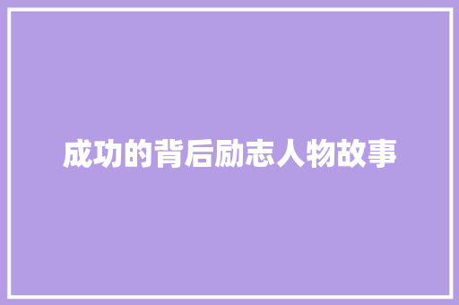 成功的背后励志人物故事