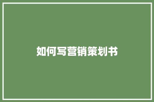 如何写营销策划书 申请书范文