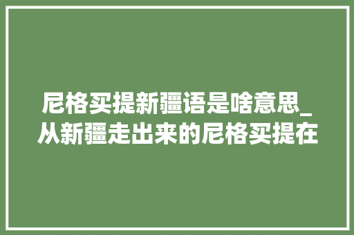 尼格买提新疆语是啥意思_从新疆走出来的尼格买提在人才济济的央视是若何成为台柱的