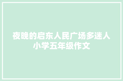 夜晚的启东人民广场多迷人小学五年级作文