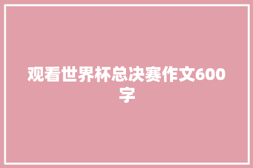 观看世界杯总决赛作文600字