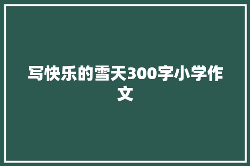 写快乐的雪天300字小学作文