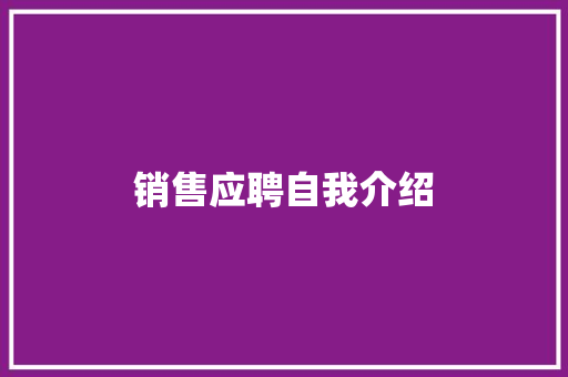 销售应聘自我介绍