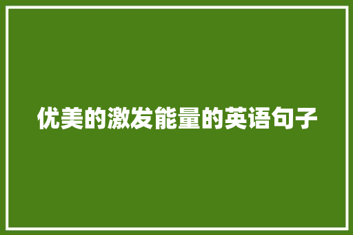 优美的激发能量的英语句子