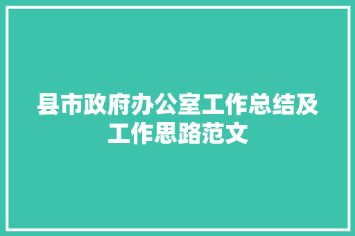 县市政府办公室工作总结及工作思路范文