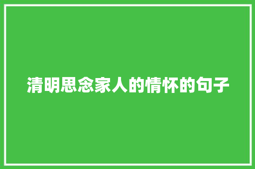 清明思念家人的情怀的句子