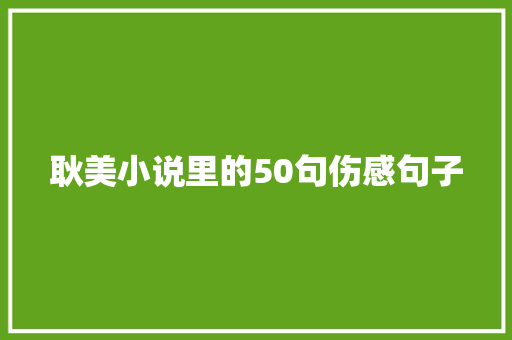 耿美小说里的50句伤感句子 演讲稿范文