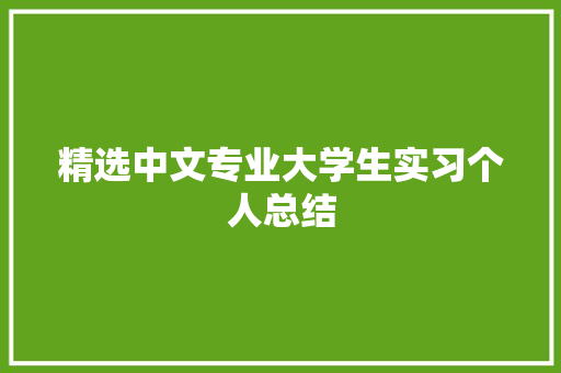 精选中文专业大学生实习个人总结